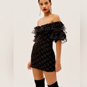For Love And Lemons Black Ruffled Mini Dress